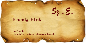 Szondy Elek névjegykártya